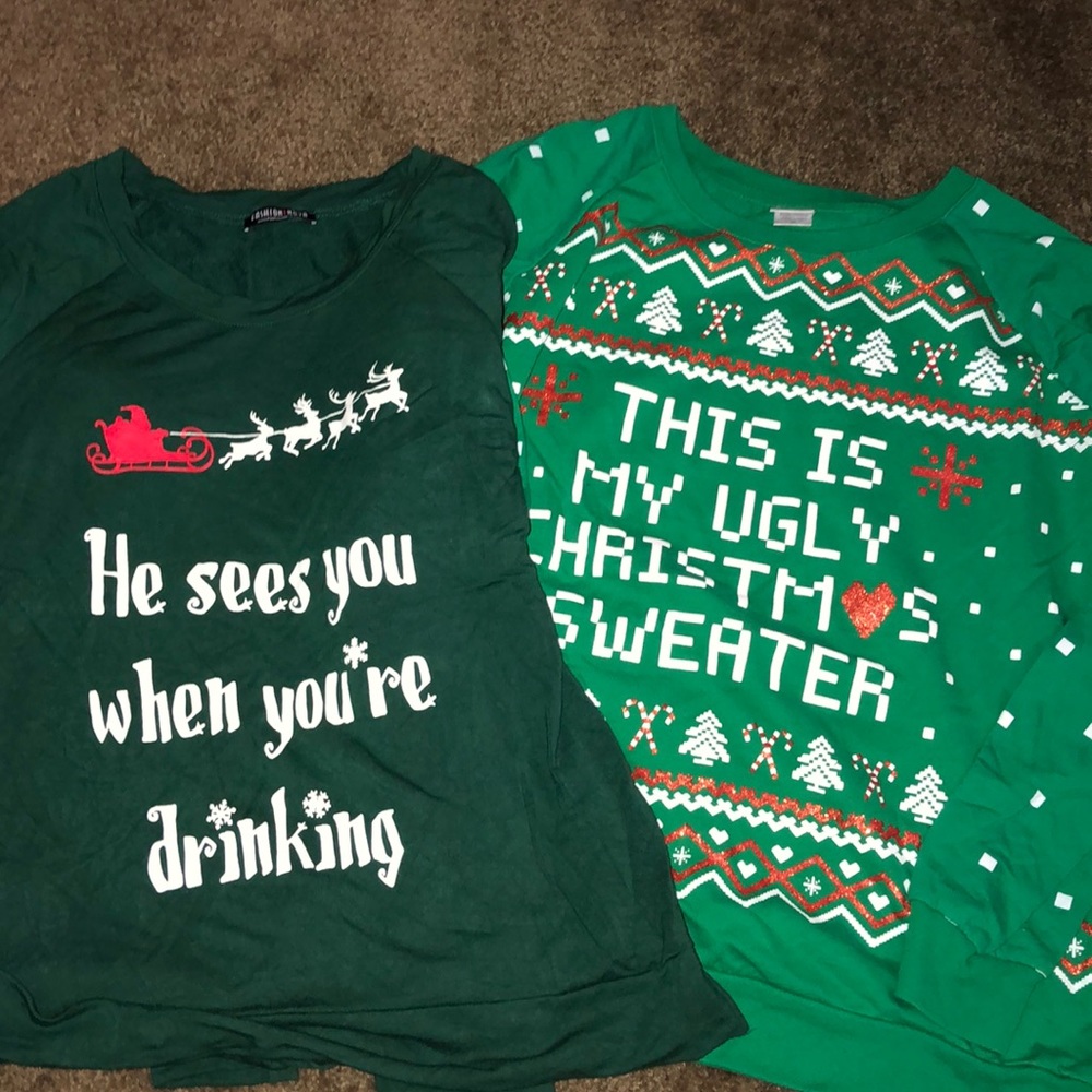 EUC Christmas tops large & XL